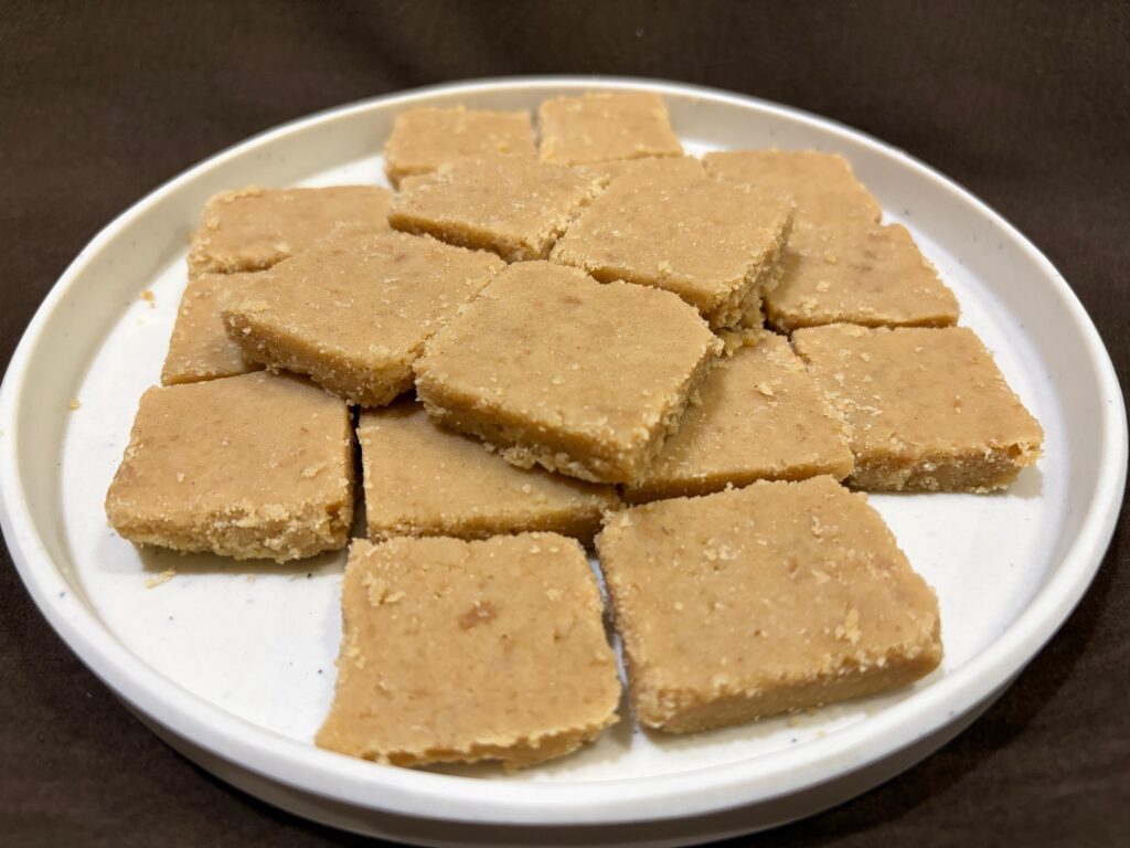 Soft and delicious sukhdi sweet on plate