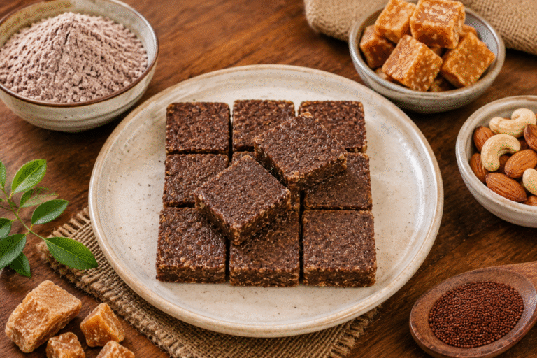 Fresh Homemade Ragi Sukhdi Made with Jaggery
